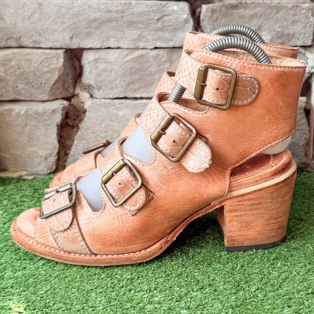 Freebird by Steven Quail Distressed Leather Brass Buckle Women's Sandals